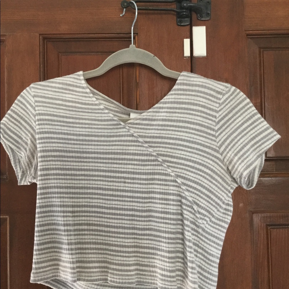 Gray & White Striped Top